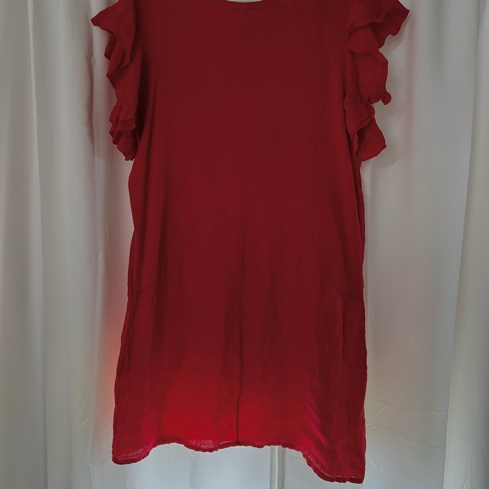 Linen Ruffle Sleeve Dress - Picture 2 of 2